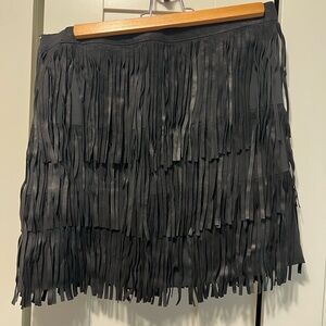 Alice + Olivia Charcoal Fringe Mini Skirt